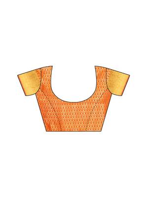 Yellow Woven Poly Silk Saree With Blouse 5