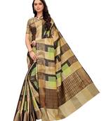 Beige Woven art silk  Saree With Blouse