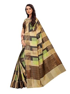 Beige Woven art silk  Saree With Blouse 2