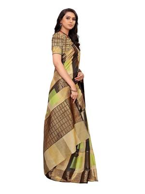 Beige Woven art silk  Saree With Blouse 3