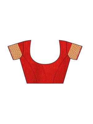 Maroon woven cotton silk saree with blouse 5