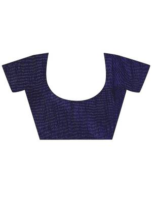 Navy blue printed georgette saree with blouse 4