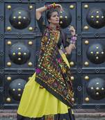 Green Embroidered Cotton Indian Traditional Navratri Dandiya Raas Garba Festival Function Semi Stitched Lehenga Choli