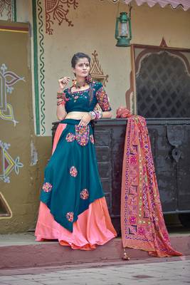 Pink Embroidered Cotton Indian Traditional Navratri Dandiya Raas Garba Festival Function Semi Stitched Lehenga Choli 1