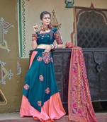 Pink Embroidered Cotton Indian Traditional Navratri Dandiya Raas Garba Festival Function Semi Stitched Lehenga Choli