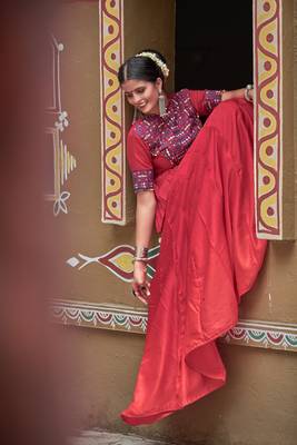 Maroon Embroidered Cotton Indian Traditional Navratri Dandiya Raas Garba Festival Function Semi Stitched Lehenga Choli 3