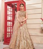 Pink Embroidered Silk Blend Semi Stitched Lehenga Choli