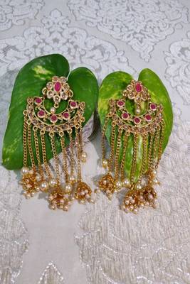Gold Crystal Stone Earrings 1