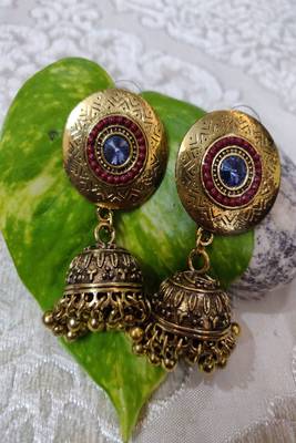 BLUE Crystal Stone Jhumkas 1
