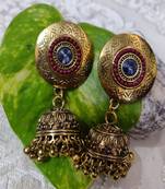 BLUE Crystal Stone Jhumkas