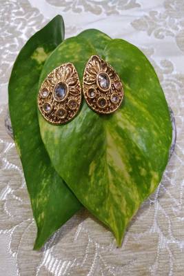 Gold Crystal Stone Studs 1