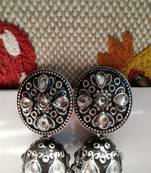 Black Crystal Stone Jhumkas