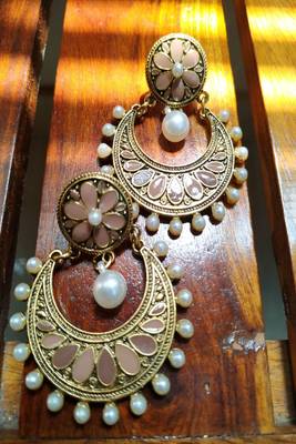 Gold Crystal Stone Earrings 1