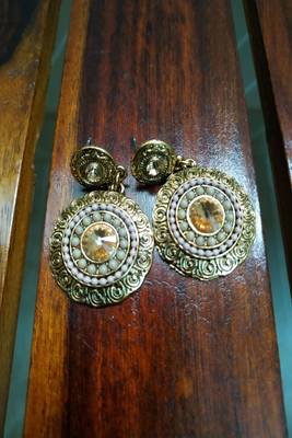 Silver Crystal Stone hoops 1
