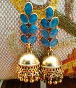 Blue Crystal Stone Jhumkas