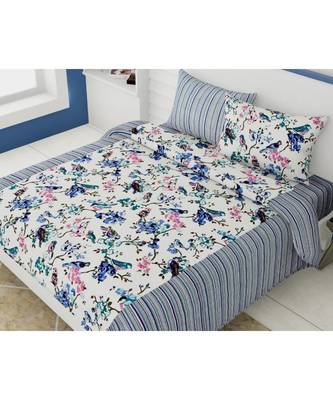 multicolor jaipuri Printed  heavy king size Double Bedsheet With Two pillow Covers 1