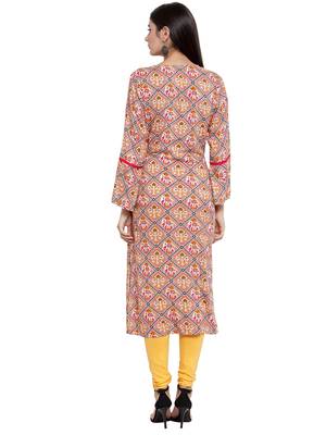 Brown printed rayon ethnic-kurtis 4