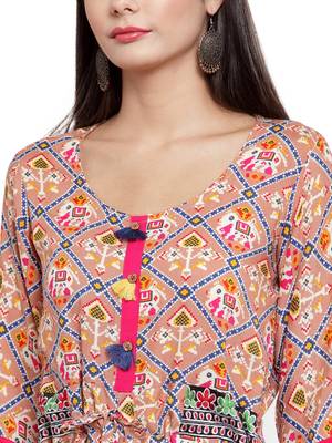 Brown printed rayon ethnic-kurtis 5