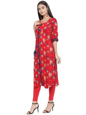 Red printed rayon ethnic-kurtis 2