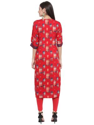 Red printed rayon ethnic-kurtis 4