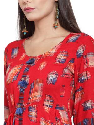 Red printed rayon ethnic-kurtis 5