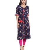 Blue printed rayon ethnic-kurtis
