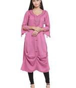 Mauve embroidered rayon ethnic-kurtis