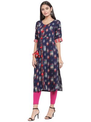 Blue printed rayon ethnic-kurtis 2