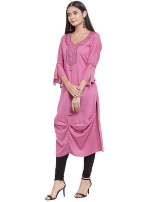 Mauve embroidered rayon ethnic-kurtis 2