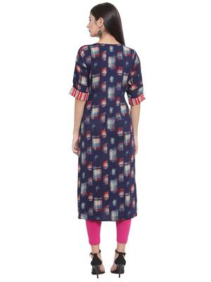Blue printed rayon ethnic-kurtis 4
