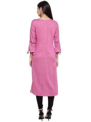 Mauve embroidered rayon ethnic-kurtis 4
