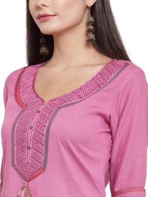 Mauve embroidered rayon ethnic-kurtis 5