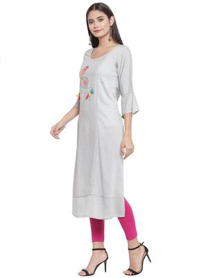 Grey embroidered rayon ethnic-kurtis 2