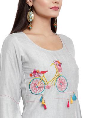 Grey embroidered rayon ethnic-kurtis 4