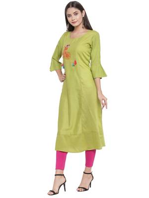 Green embroidered rayon ethnic-kurtis 2