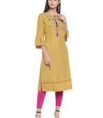 Beige embroidered rayon ethnic-kurtis