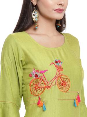 Green embroidered rayon ethnic-kurtis 5