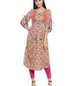 Grey embroidered rayon ethnic-kurtis