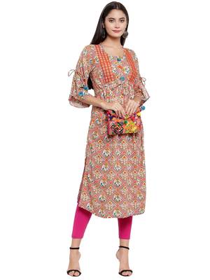 Grey embroidered rayon ethnic-kurtis 3