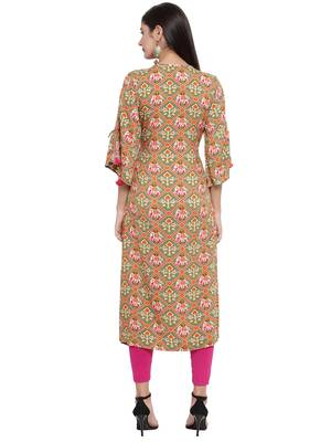 Olive embroidered rayon ethnic-kurtis 4