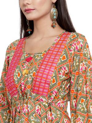 Olive embroidered rayon ethnic-kurtis 5