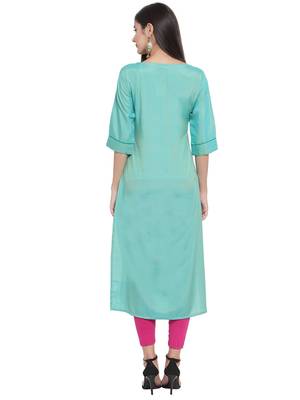 Green embroidered rayon ethnic-kurtis 4