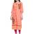 Orange embroidered rayon ethnic-kurtis