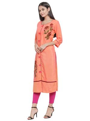 Orange embroidered rayon ethnic-kurtis 2