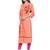 Orange embroidered rayon ethnic-kurtis
