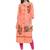 Orange embroidered rayon ethnic-kurtis