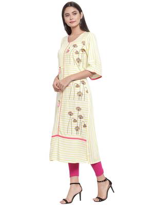 Off-white embroidered rayon ethnic-kurtis 2