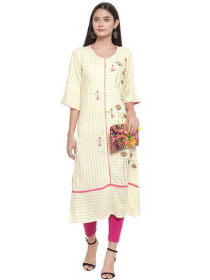Off-white embroidered rayon ethnic-kurtis 3