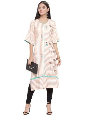 Off-white embroidered rayon ethnic-kurtis 3