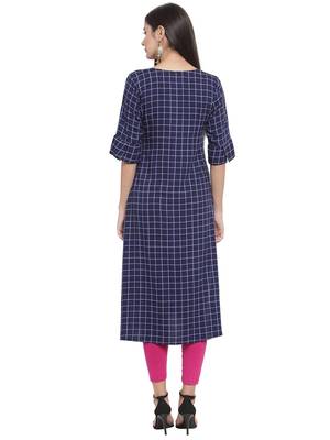 Blue embroidered rayon ethnic-kurtis 4